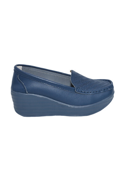 OEM Pantofi damă bleumarin din piele naturală cu platformă confortabilă