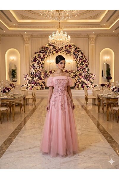 ranin Red Chest-High Tulle Double Cloche Evening Dress