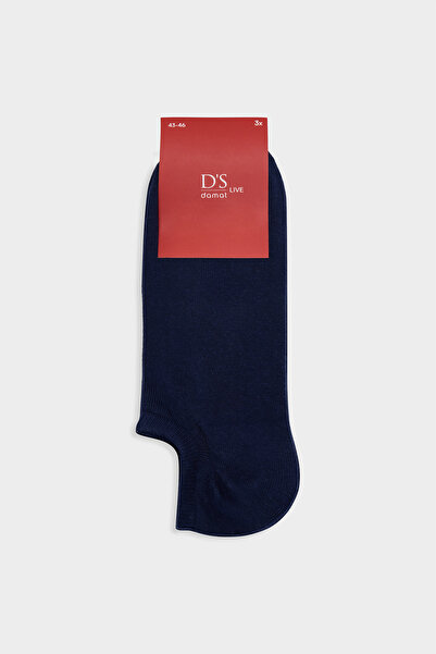 D'S Damat Ds Damat Navy Blue 3-Piece Cotton Sports Sneaker Socks Set