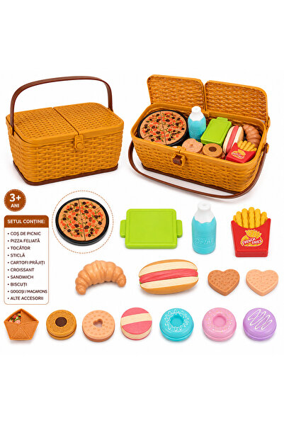Generic Brand Cos Picnic Jucarie pentru Copii, Set Joaca din Plastic cu Acces...