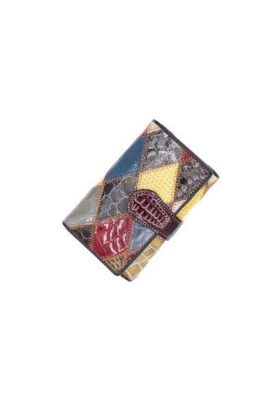 ButicCochet Portofel de damă, piele naturală, ButicCochet, 14x9x3 cm, Multico...