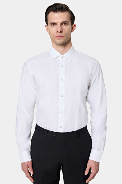 Tween Slim Fit Beyaz Düz Smokin Gömlek