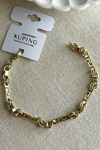 Modacaprea Xuping 14K Grek Geçmeli Zincir Kadın Bileklik 19 cm | Kararmaz Kad...