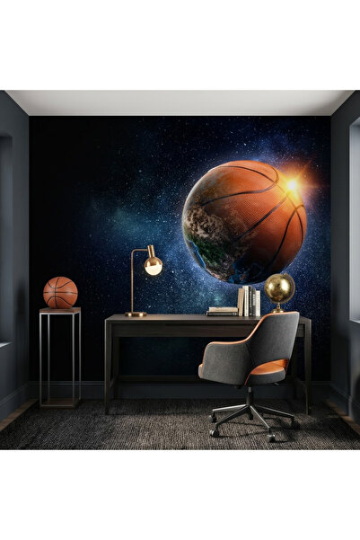 DecorDrive Alevli Basketbol Topu Temalı Spor Duvar Kağıdı