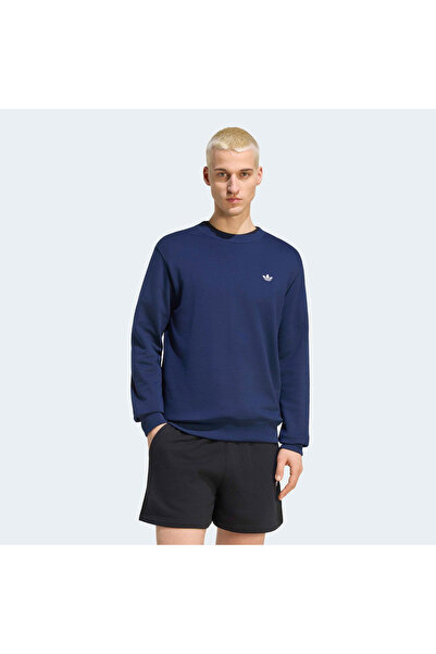 adidas Trefoil Essentials Crew French Terry Erkek Mavi Sweatshirt