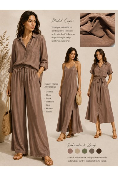 Niks Home Stone Washed Silky Texture Modal Cupro Fabric |   Pants - Skirt - Dress - Robe |   1 Meter |   Width: 150cm