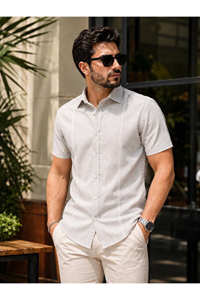 COLVIS MAN Slimfit Narrow Fit Short Sleeve Linen Men's Shirt