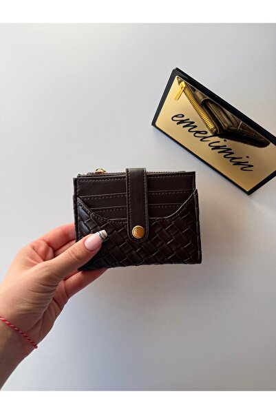 emelimin Women's Knitted Patterned Mini Wallet Zipper Snap Card Holder Slim D...