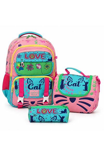 Dadacuq Multi-Compartment'Love Cat' Orthopedic School Backpack, Thermos Lunch...
