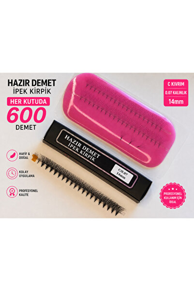 Genel Markalar Hazır Demet İpek Kirpik 5D Rus Volume Turbo Fan 14mm C Kıvrım ...