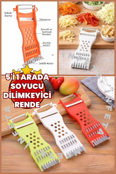 İnfeta 1 Adet 5 in 1 Çok Fonksiyonlu Sebze Meyve Soyucu Dilimleyici Rende Çok...