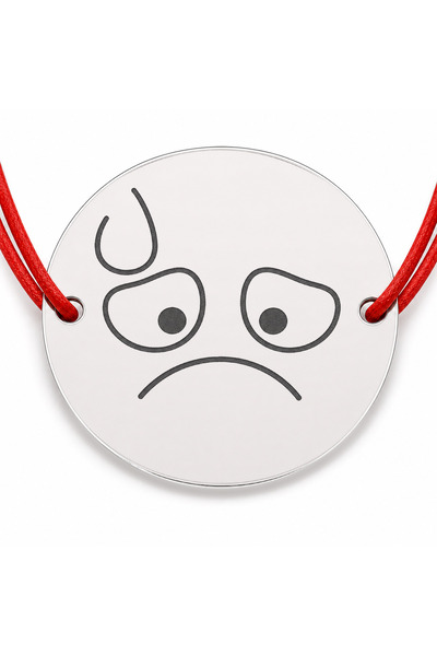 Simoshop Brățară argint 925 cu bănuț emoji, șnur reglabil — cadou simbolic