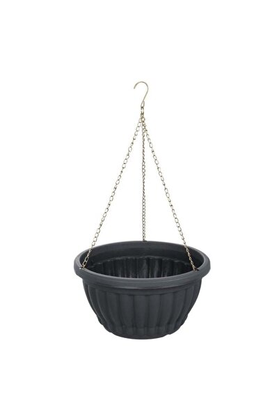 BAMI NETWORK Ghiveci flori suspendat plastic gri Ø30x16cm 5.9L cu lanturi