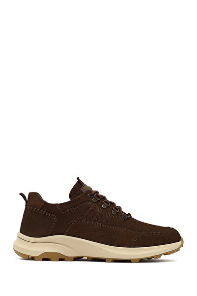 Derimod Men's Brown Lace-Up Thick Soled Nubuck Leather Casual Sneaker Wm700005Dn