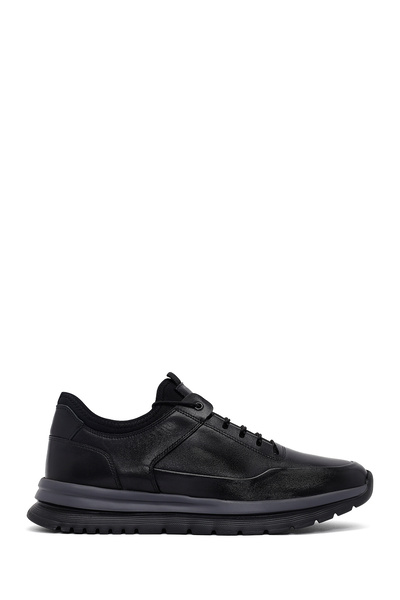 Derimod Men's Black Lace-Up Thick-Soled Leather Sneaker Wm710010Df