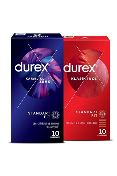 Durex Yakın Hisset 8’li + Karşılıklı Zevk 10’lu Prezervatif Ekonomik Çift Paketi