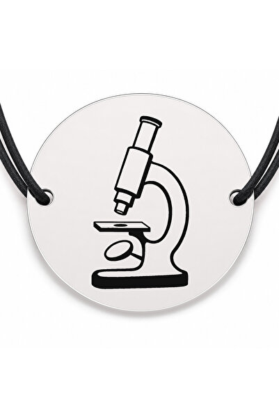 Simoshop Brățară argint 925 cu bănuț gravat microscop, șnur negru reglabil
