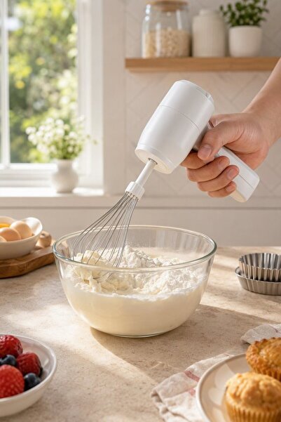 Generic خلاط يدوي كهربائي لاسلكي من الفولاذ المقاوم للصدأ 304 قابل لإعادة الش...