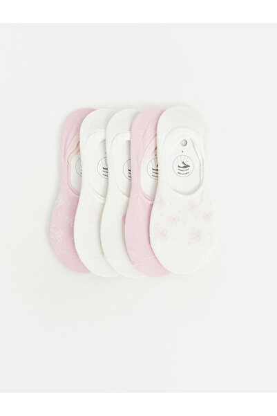LC Waikiki Rmz Gi̇yi̇m Farkiyla Bow Embroidered Women's Ballerina Socks 5-Pack
