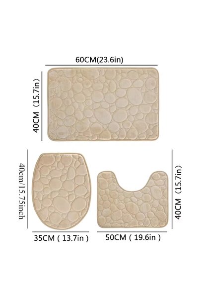 Choice4 KK 3pcs/Set Solid Color Simple Bathroom Water-absorbing and Non-slip ...