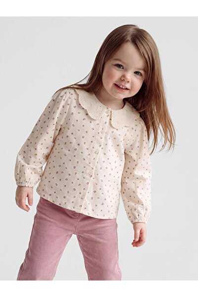 LC Waikiki Baby Girl Shirt with Floral Collar (W6)