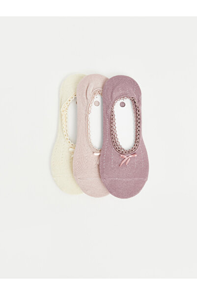 LC Waikiki Rmz Gi̇yi̇m Farkiyla Women's Bowknot Ballerina Socks 3-Piece Set
