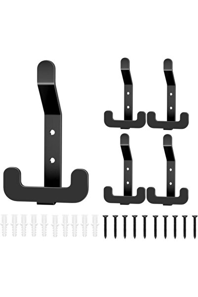 STARSTAR Stainless steel wall coat rack - 5 hooks - black - suitable for bedr...