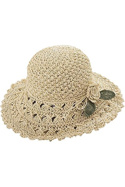STARSTAR Women's straw beach sun hat, foldable sun protection hat, floral wov...