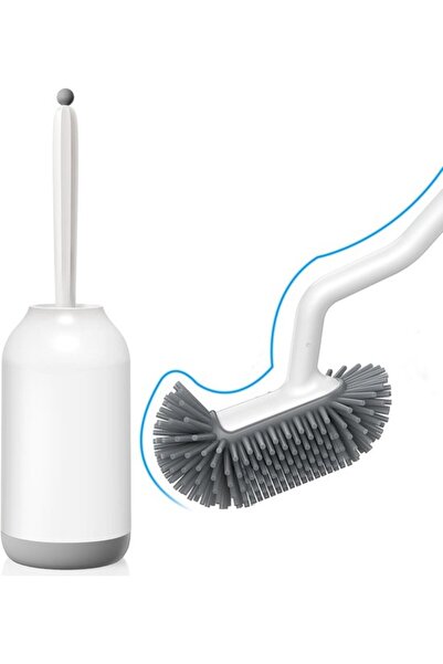 STARSTAR Silicone Toilet Brush and Holder Set, Flexible Rim Cleaner Brush wit...