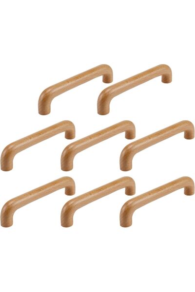 Morvena Picks Set de 8 mânere arcuite din lemn de fag pentru sertare, dulapur...