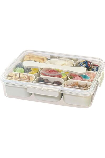 STARSTAR 9-Compartment Portable Partitioned Serving Tray with Lid & Handle - ...