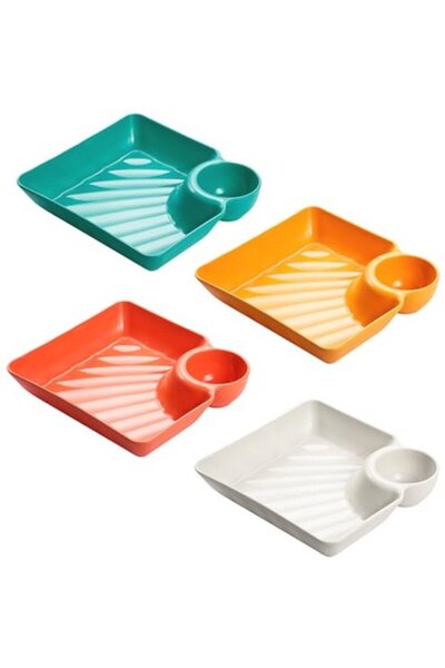 STARSTAR 4 snack plates for dips, snacks, and appetizers - Non-slip and space...