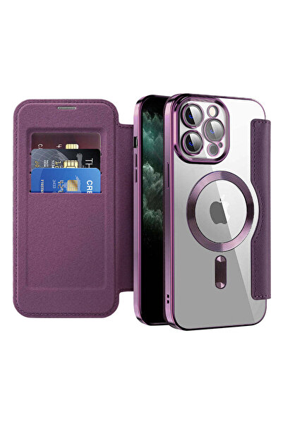 Techsuit Husă pentru iPhone 11 Pro Max, SmartMag Book Case, albastru - violet