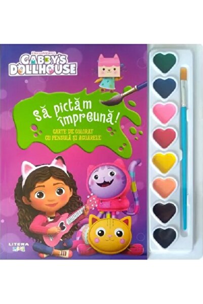 Litera Gabby's Dollhouse. Sa pictam impreuna! Carte de colorat cu pensula si ...
