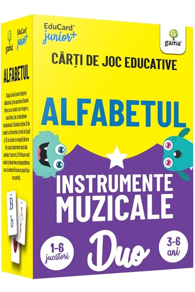Gama Alfabetul. Instrumente muzicale. Carti de joc educative