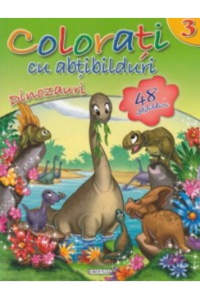 GIRASOL Colorati cu abtibilduri 3: Dinozauri