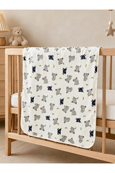 Lumos Trade Koala Patterned 100% Cotton Double Layer Double Sided Baby Blanke...