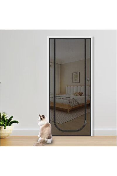 STARSTAR Magnetic screen door with U-shaped zipper, washable mesh, mosquito n...