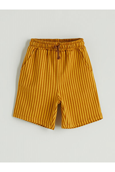 LC Waikiki Nevavm Striped Boys' Shorts with Elastic Waist and Contrast