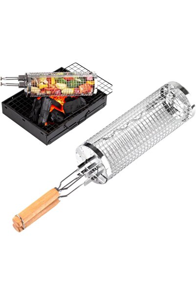 STARSTAR Outdoor BBQ Basket, Stainless Steel BBQ Mesh Tube - Large Size