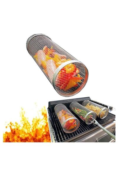 STARSTAR BBQ Accessories - Stainless Steel Baskets - 2-Pack - Cylindrical - S...