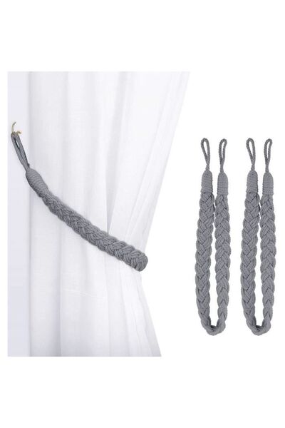 STARSTAR Curtain tiebacks - 2-pack - Cotton rope - Gray - 66 cm long
