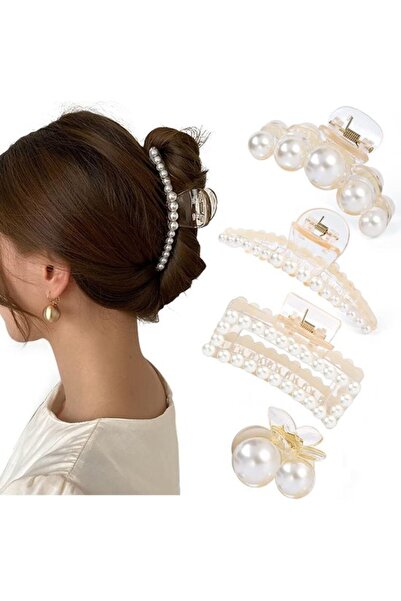 STARSTAR Large Pearl Hair Clip Set (4 pieces) - Luxurious hair clips suitable...