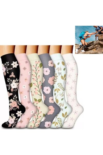 STARSTAR 6-Pair Progressive Unisex Compression Support Socks for Running & Sp...
