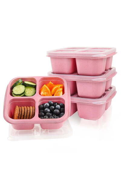 STARSTAR 4 adorable pink bento boxes, divided candy/snack storage, portable 4...