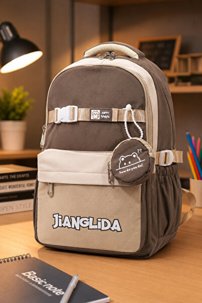 Catwins Brown Korean Style School Bag with Accessories Primary School - Middl...