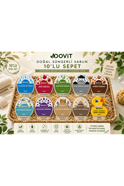 Dovit Natural Sponge Soap 10-Piece Special Mixed Set – 10 Different Natural S...