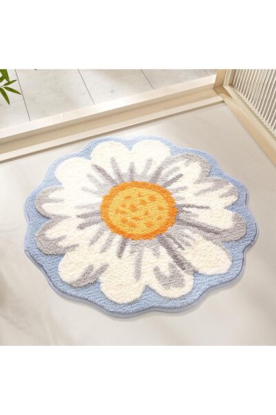 STARSTAR Daisy-shaped bathroom rug with floral design, made of ultra-soft mic...