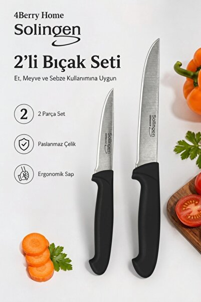 4 Berry Solingen 2’li Paslanmaz Çelik Mutfak Bıçağı Seti – Et, Meyve ve Sebze...