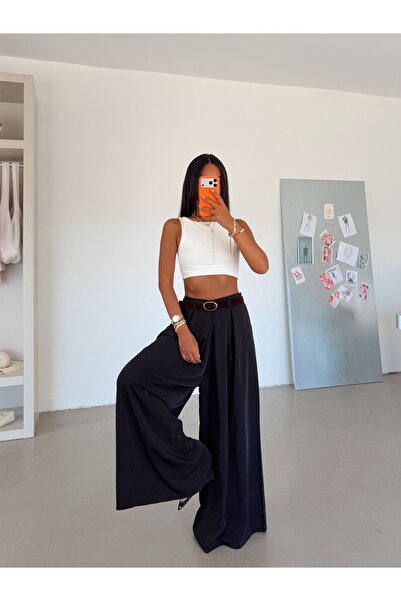 myd Modal belted trousers - black
